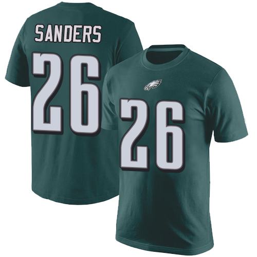 Men Philadelphia Eagles #26 Miles Sanders Green Rush Pride Name and Number NFL T Shirt